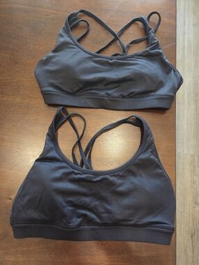 P'tula Black Crossback Sports Bralettes - Twin Pack